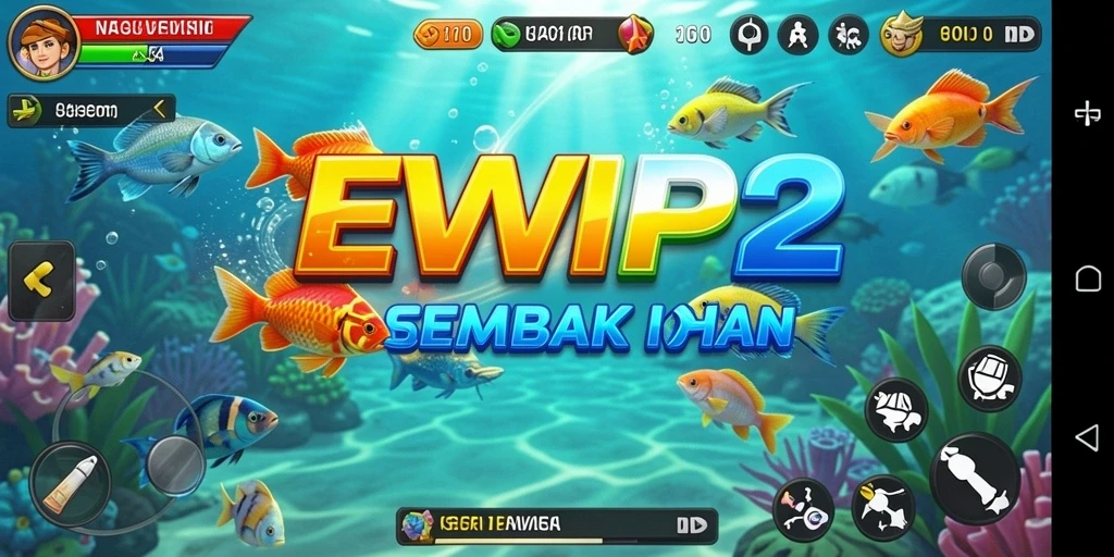 Tampilan dinamis dari gameplay Tembak Ikan di EVIP2.