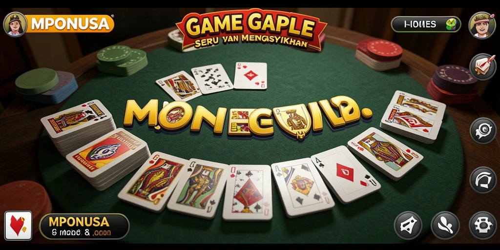 Tampilan gameplay Gaple yang seru dan interaktif di MPONUSA.