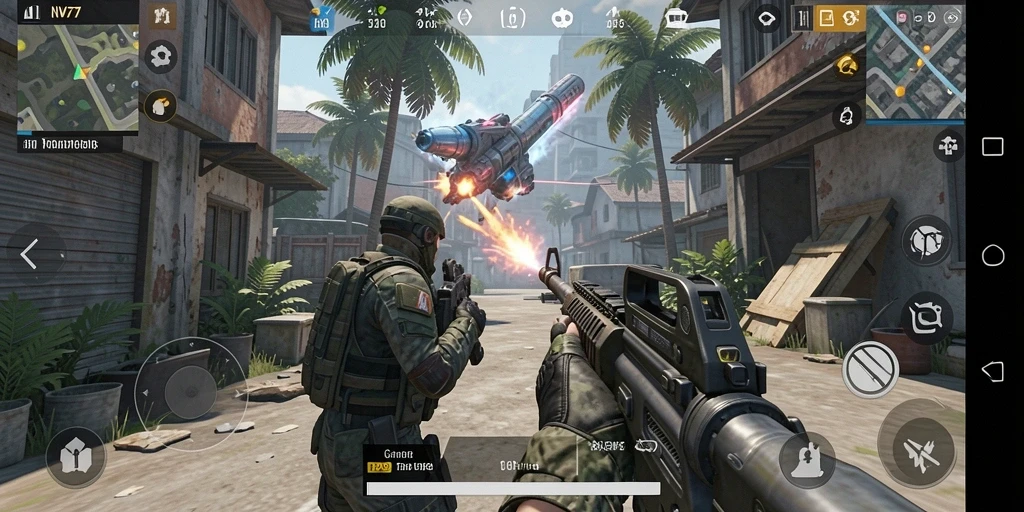 Tampilan mendebarkan gameplay NV77 dengan aksi yang intens.