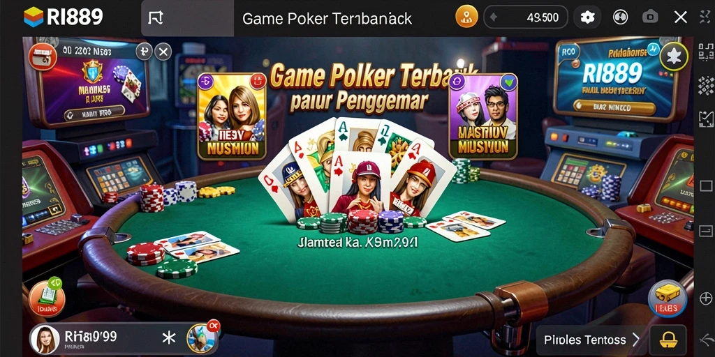 Tampilan seru dari gameplay Poker di RI889 yang menantang.