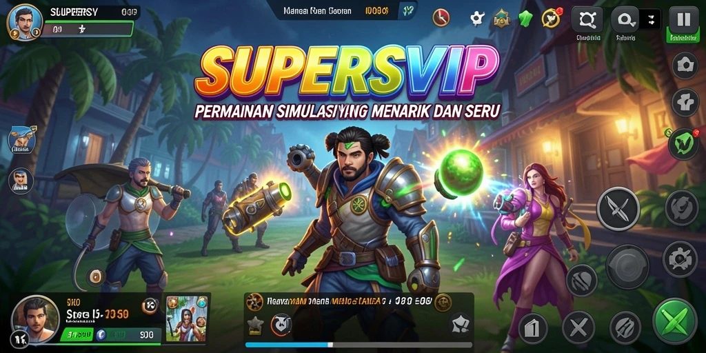 Tampilan gameplay menarik di SUPERSVIP dengan lingkungan yang dinamis.