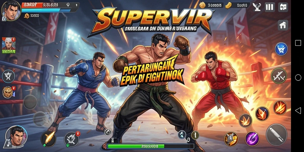 Screenshot gameplay pertarungan epik di SUPERVIP.