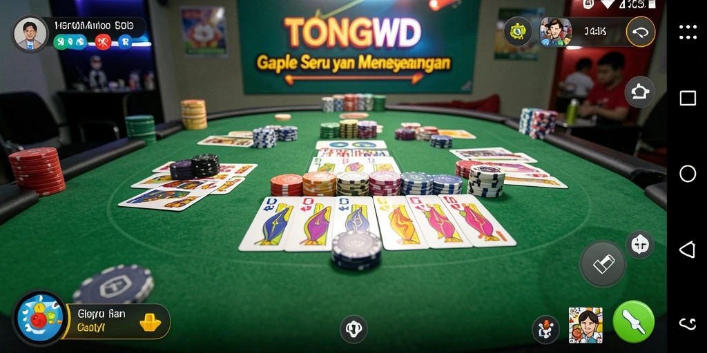 Tampilan gameplay TONGWD yang menarik dan interaktif saat bermain Gaple.
