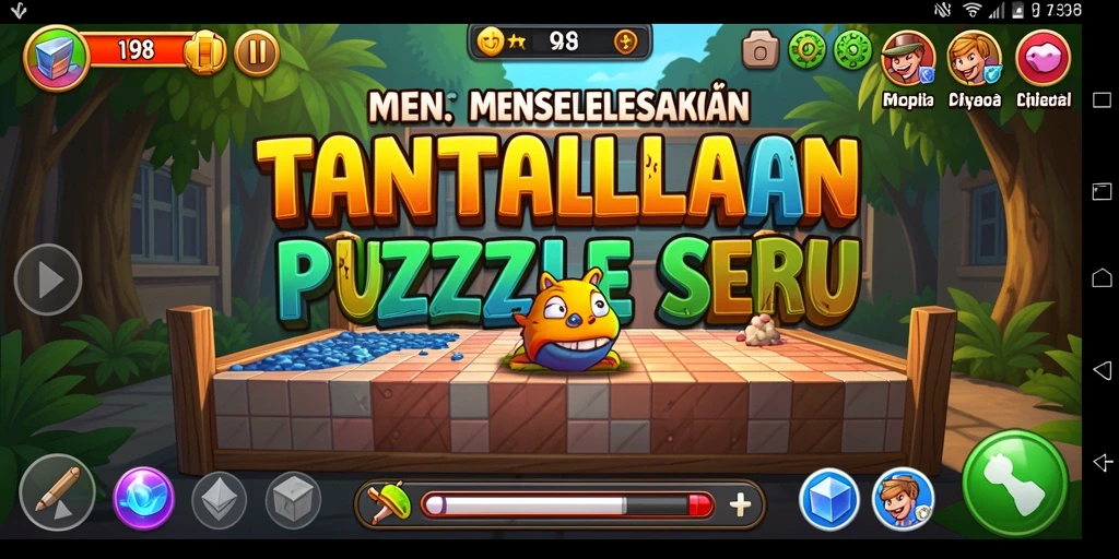 Tampilan gameplay V98 menampilkan tantangan puzzle yang menarik.