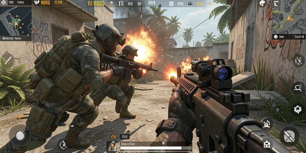 Tampilan menarik dari gameplay seru FPS WDBOS.