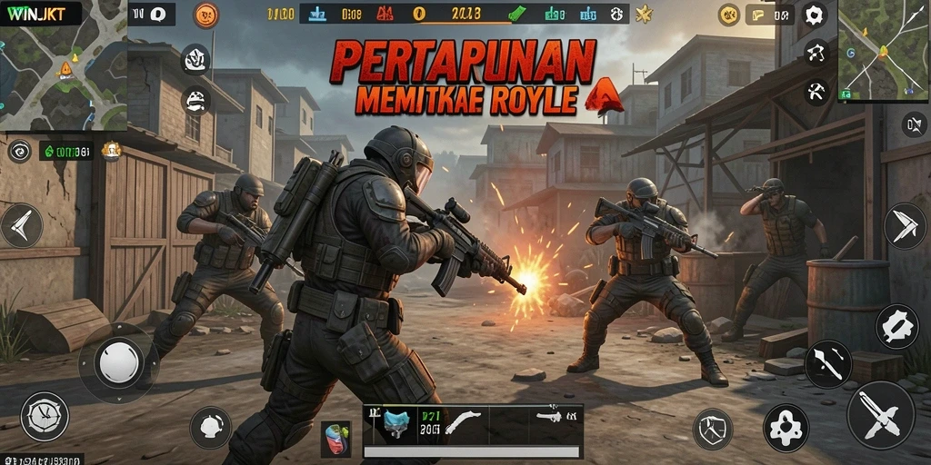 Gameplay seru di arena Battle Royale WINJKT menunjukkan aksi yang mendebarkan.
